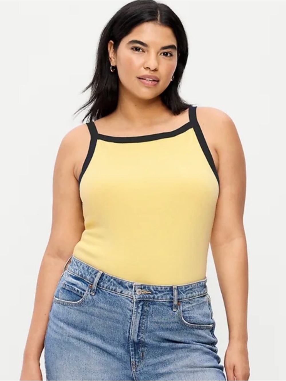Yellow Contrast-Trim Snug Apron Neck Tank Top - Old Navy 3x NWT
